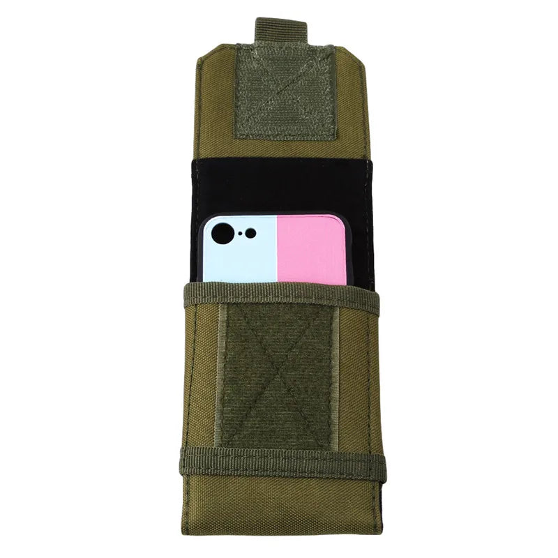 Bolsa de camuflaje para exteriores, soporte para teléfono, funda deportiva para cinturón, impermeable, de nailon, EDC, para caza deportiva, bolsas de camuflaje en mochila