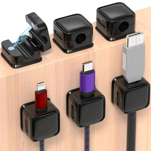 Clips de Cable magnéticos, soporte de Cable ajustable suave debajo del escritorio, gestión de cables, organizador de cables, 6 uds.
