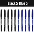 10Pcs Double Tip Permanent Markers Pens Waterproof Oily Fine Tip Black Painting Marker Graffiti Marking Pens School Supplies