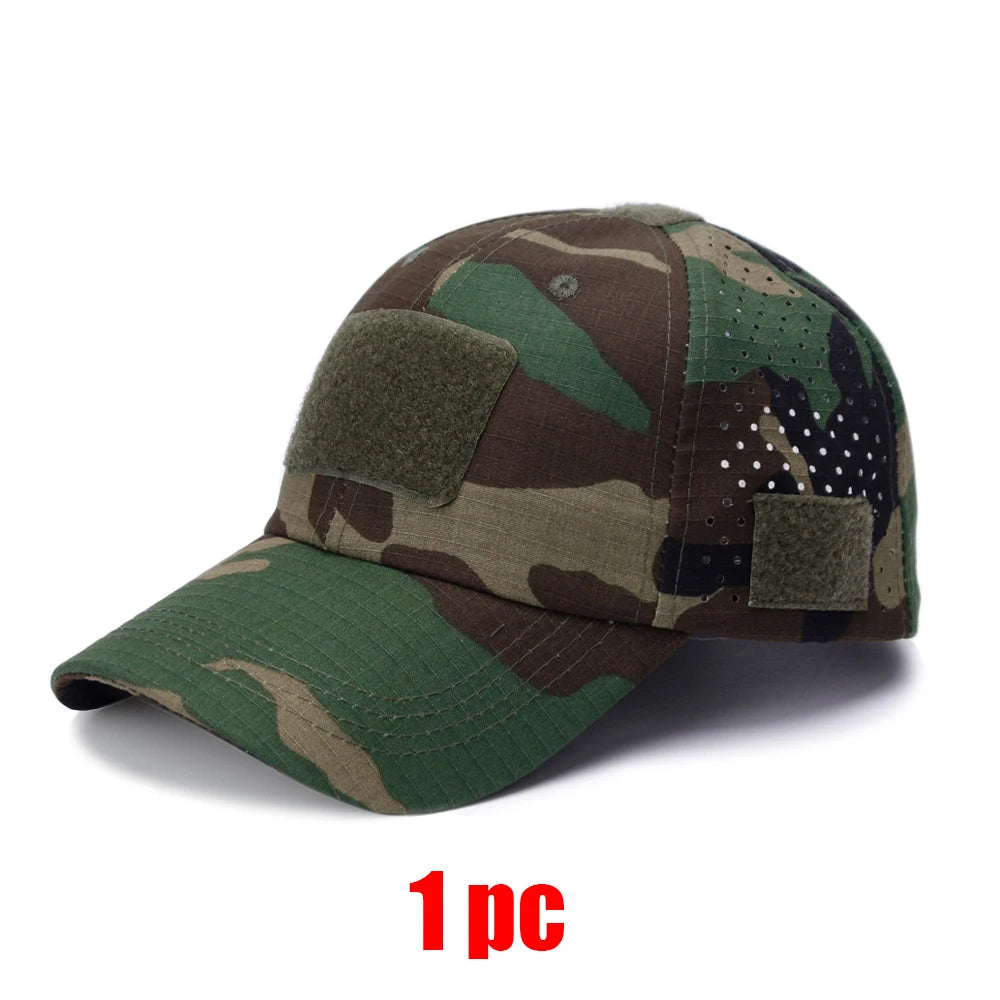 1/2pcs New Men's Camouflage Baseball Cap Breathable Sunscreen Hat Outdoor Sports Hunting Hiking Camping Beach Fishing Sun Hat