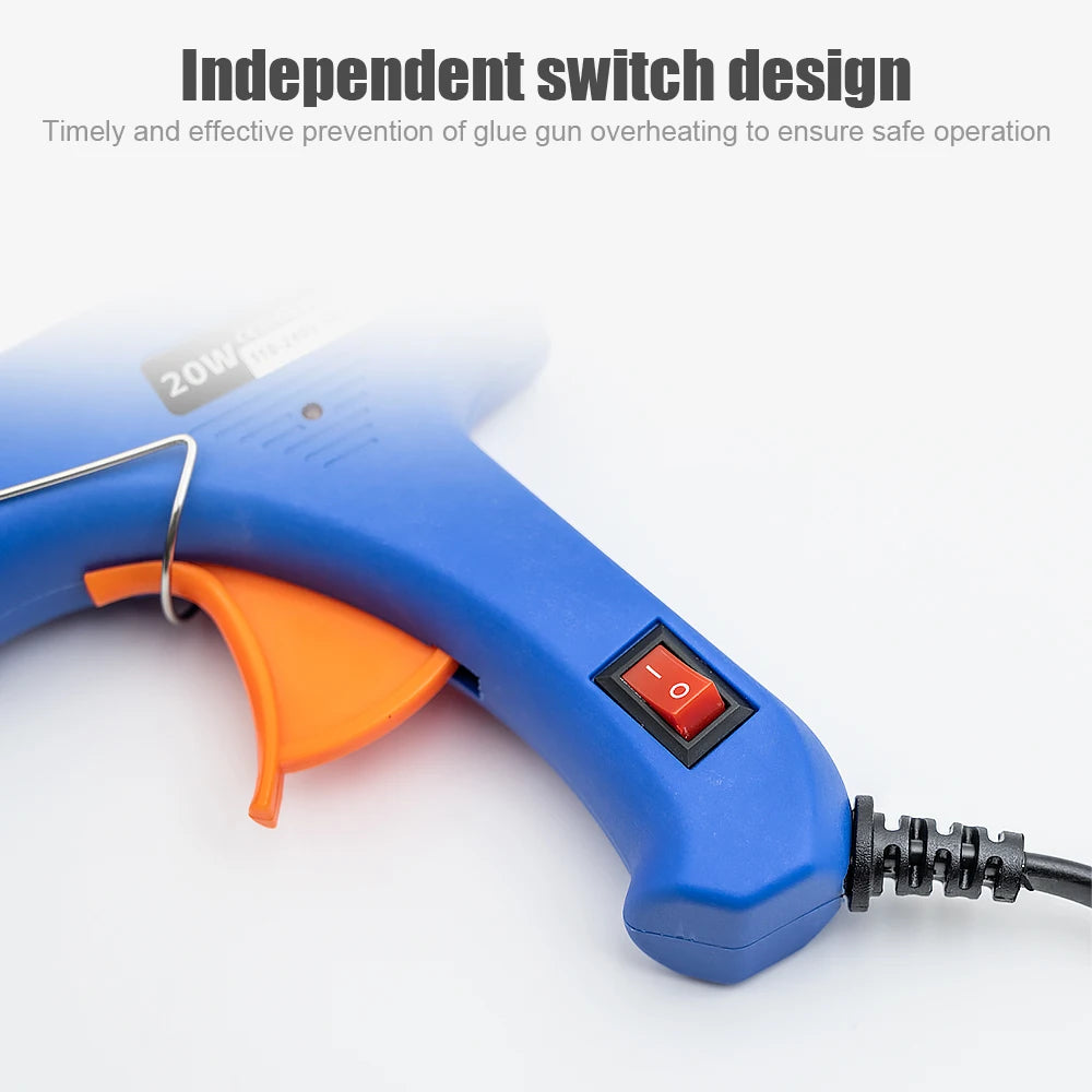 JCD 20W Hot Melt Glue Gun with 7MM 10Pcs Transparent Glue Stick Mini Gun Home Electric Temperature Gun Maintenance Tools