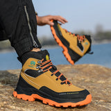 Rotary Buckle Men's Work Boots Safety Steel Toe Indestructible Shoes Anti-smash Puncture-Proof Work Shoes 38-47