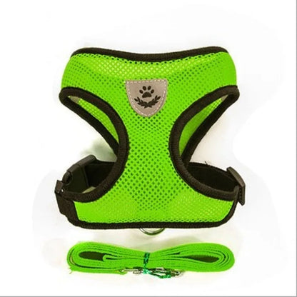 Arnés para perros y gatos con correa ajustable, malla de poliéster, transpirable, reflectante, para perros pequeños, accesorios para gatos.