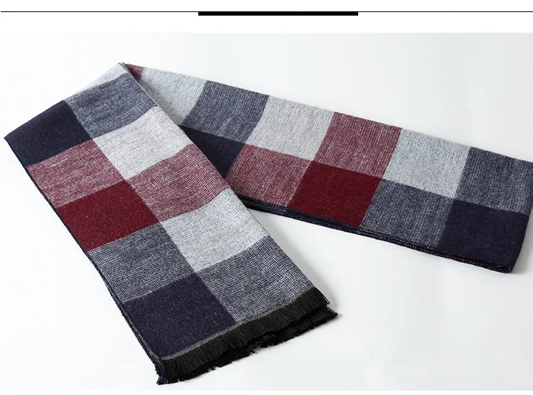 Designer Brand Plaid Men's Cashmere Scarf Winter Warm Scarves Shawls Casual Business Long Wraps Pashmina Christmas Gift for Man