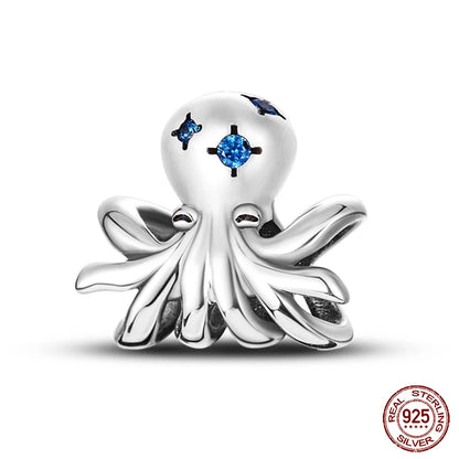 Ocean Series - Original Genuine 925 Sterling Silver Turtle Crab Mermaid Charm Beads Suitable for 3mm Bracelet DIY Making Pendant
