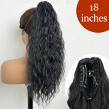 34inches Synthetic Ponytail Hair Extension Clip in Fake Wig Hairpiece Blonde Wrap Around Pigtail Long Smooth Overhead Pony Tail