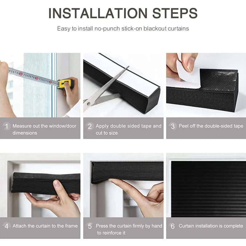 2pcs Self-adhesive Pleated Blackout Blinds Non-woven Folding Curtains For Kitchen Bathroom Balcony Shades Home Windows Decor