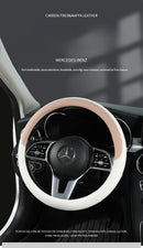 Perforated Nappa Leather Car Steering Wheel Cover Warm in Winter and Cool in Summer, Universal 15 Inch,  Anti-Slip, Odorless