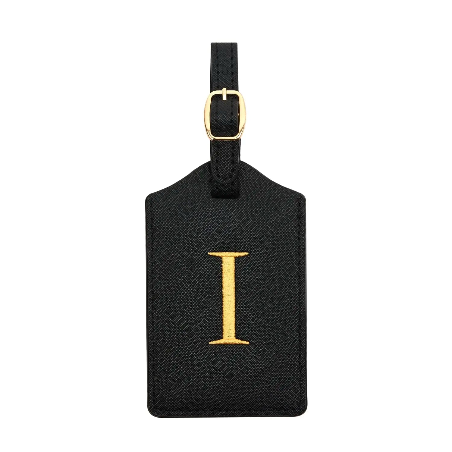 PU Leather Luggage Tag for Travel - Durable Suitcase ID Tag with Privacy Cover & Name Card Slot (A-Z) liu