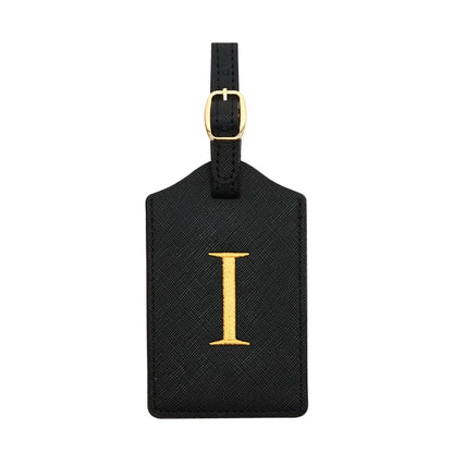 PU Leather Luggage Tag for Travel - Durable Suitcase ID Tag with Privacy Cover & Name Card Slot (A-Z) liu