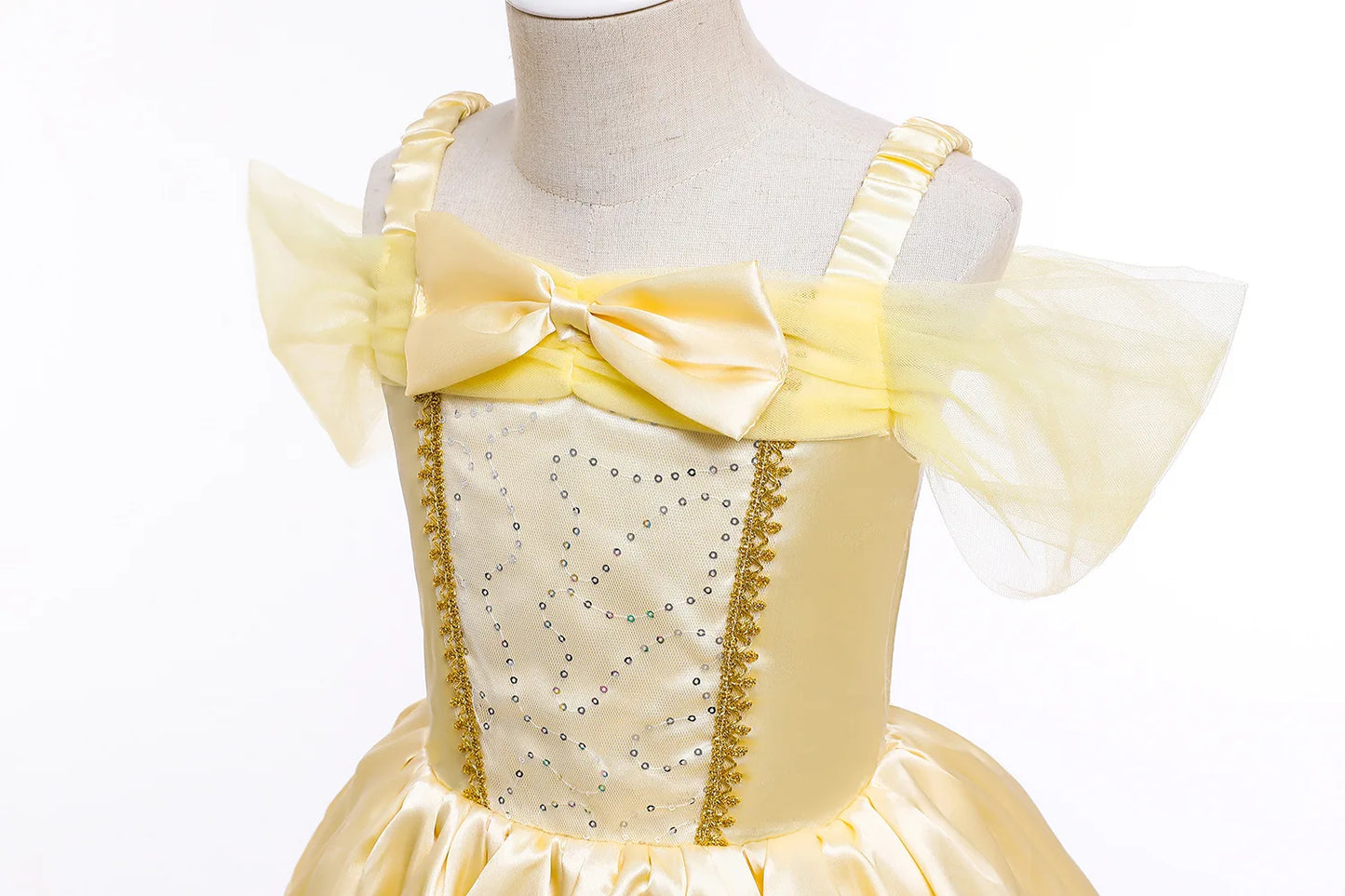 2025 Cosplay Belle Princess Dress Girls Dresses For Beauty and beast Party Clothing Magic stick crown Costume 3-12Y