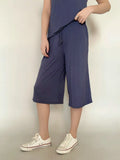 Plus size L to 6XL U-Neck Women's  Modal pant calf-length summer wide leg pants drawstring short pants casual homewear pants