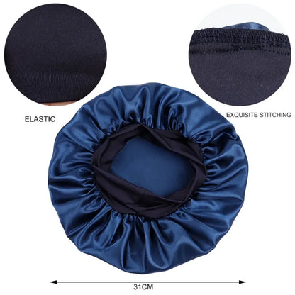 Mulheres cetim abas largas chapéu de dormir, unissex cabeça envoltório, faixa elástica boné, cuidados com os cabelos gorro, noite chapéu, sólido, novo