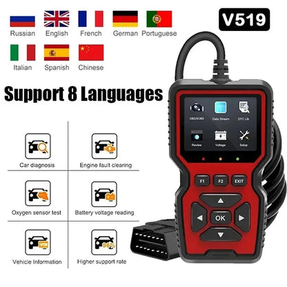 V520 v309  New OBD2 Scanner Professional Auto Engine System Lifetime Free Automotive DTC Lookup Code Reader Car Diagnostic Tool