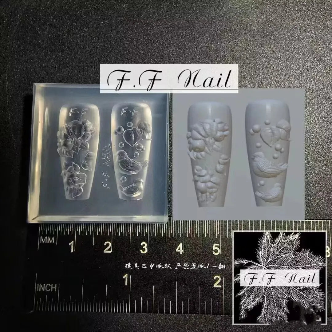 1pc  Snake Flamingo Jellyfish Dragon Dtream 3D Acrylic Mold  Nail Art DIY  Silicone  Nail Art Templates Nails Mold