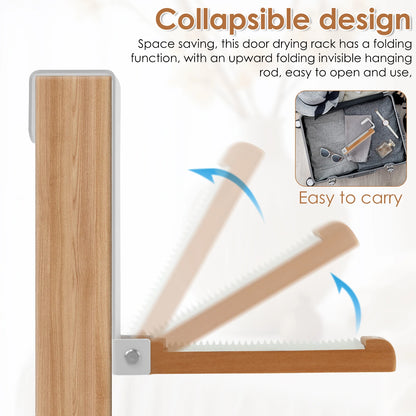Tendedero plegable para puerta, 2 unidades, portátil, para colgar en la parte trasera de la puerta, para colgar toallas y abrigos, ideal para armario o lavandería.