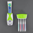 1 conjunto de suporte para escovas de dentes de fácil utilização com dispensador automático de pasta de dente e suporte de parede para escovas de dentes