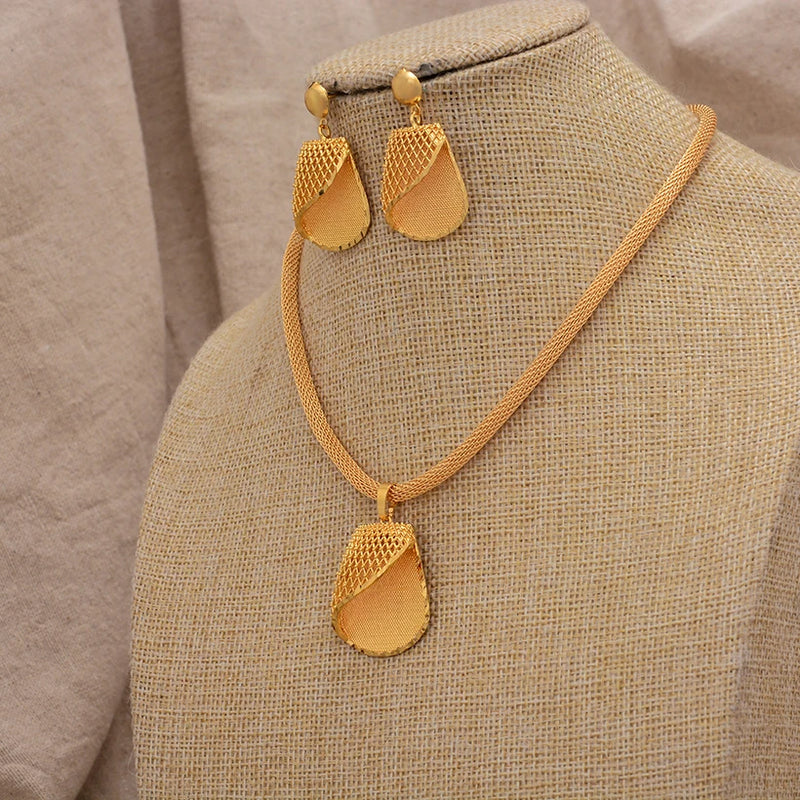 Jewelry Set For Women  Gold Plated With Necklace Pendant Nigerian Wedding Jewelry