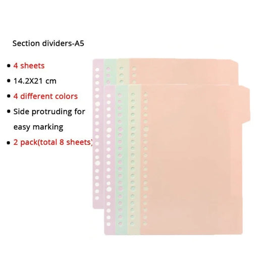 A4/B5/A5 Loose Leaf Refill Binder Notebook Blank/Line/Grid/Cornell Replaceable Metal Ring Office&School Supplies Stationery