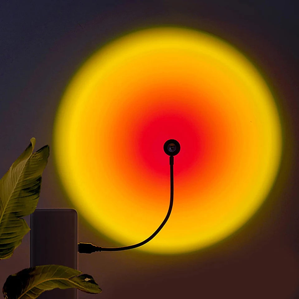 Proyector de lámpara de atardecer LED USB RnnTuu, luz nocturna portátil para decoración del hogar, luz de ambiente para sala de estar, fotografía de pared, luces de neón