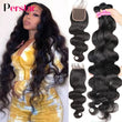 Kit mechas de cabelo humano ondulado com closure - body wave