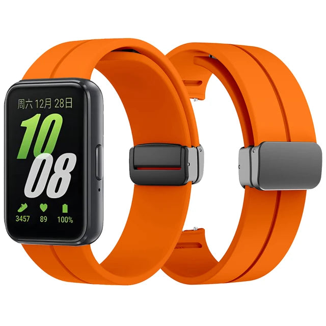 Pulseira esportiva de silicone para samsung galaxy fit3 fit 3 SM-R390 magnética d fivela pulseira acessórios de substituição