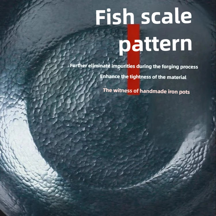 Authentic Zhangqiu flat-bottomed fish scale iron pan, hand-forged pan, induction cooker universal uncoated non-stick pan