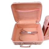 Vintage Leather Women Luggage Set 20in Carry-On + 24/26in Checked Suitcase Luxury Travel Trolley Case with Pink Handbag