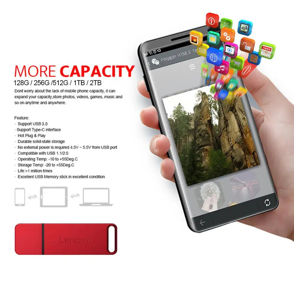 Lenovo 16TB USB Flash Drives USB 3.0 Metal Pen Drive 8TB OTG High Speed Pendrive Portable Ssd 4tb 2TB Usb Memories For Laptop PC