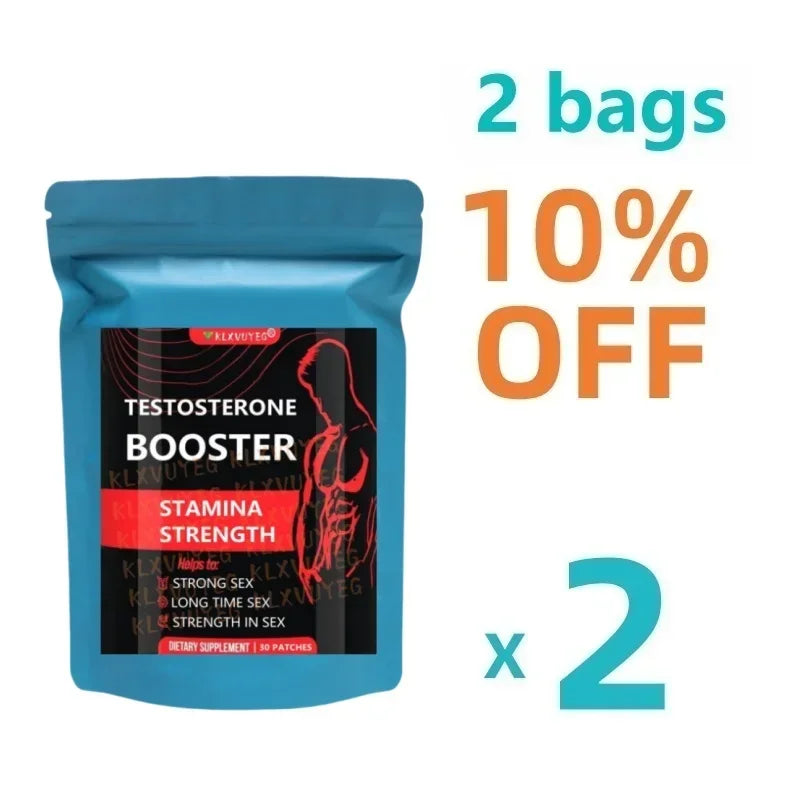Testosterone Booster Transdermal Patches For Men, Increase Strength, Stamina, Energy, 30 Patches/bag
