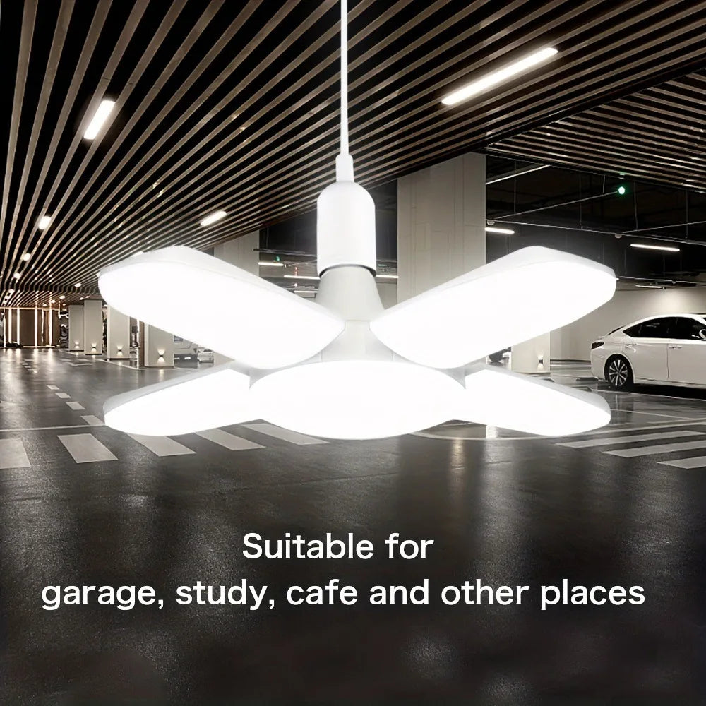 Bombilla LED plegable E27 de 28 W, CA 220 V/110 V, 40 bombillas deformables para iluminación de techo del hogar, almacén y garaje, luz blanca de 6500 K.