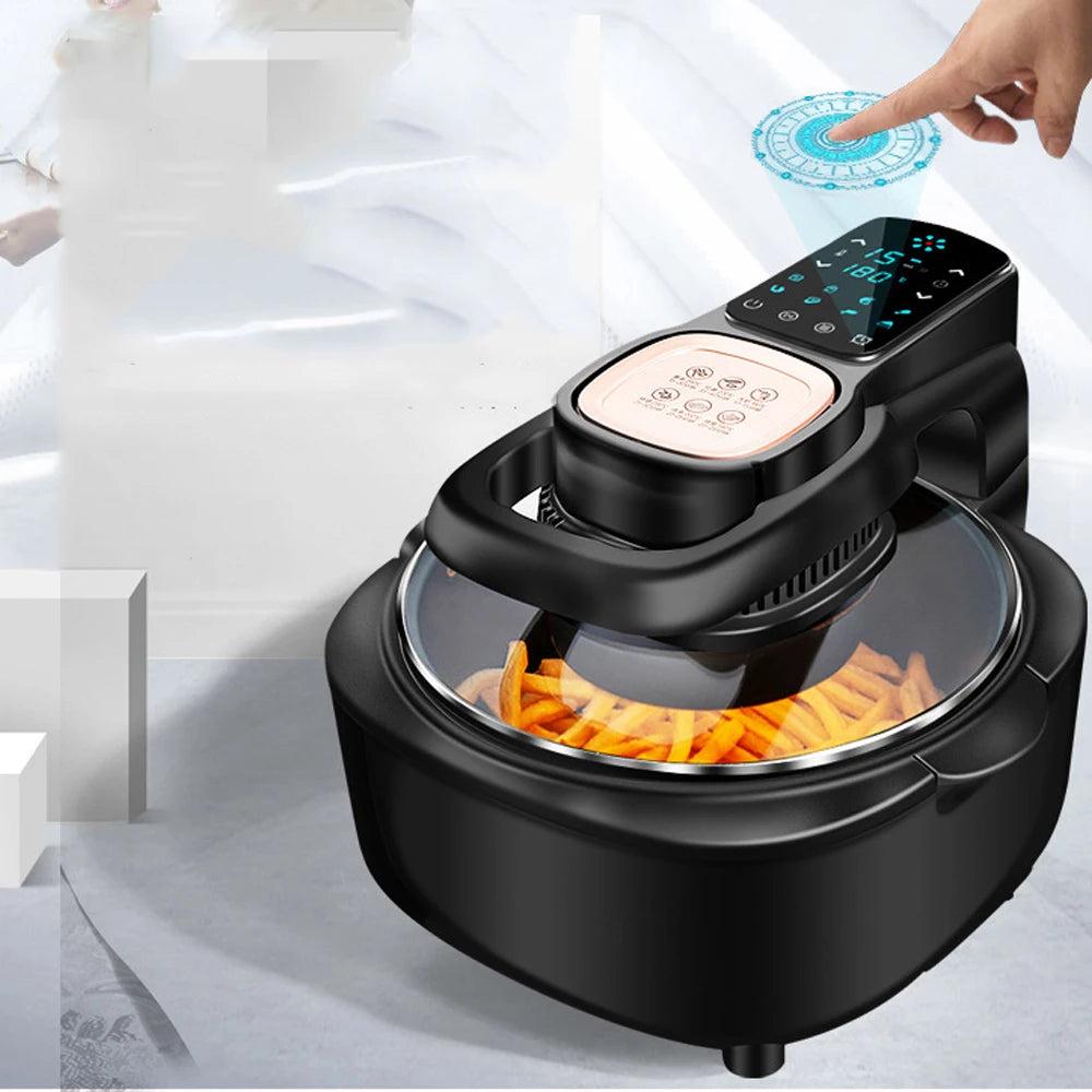 Freidora de aire multifuncional para el hogar, sin aceite, horno de 6 l, 220 V, UE, 1100 W, panel táctil LED, control de temperatura, freidora de aire visual