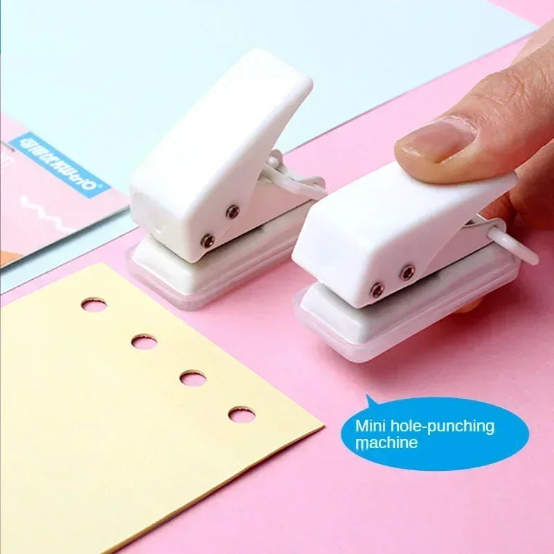 Mini perforadora de un solo anillo, perforadora de papel de 1 agujero, portátil, redonda, kawaii, para oficina, escuela, suministros de encuadernación, papelería