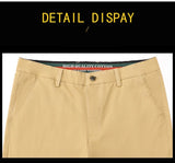 97% Cotton Men's Casual Pants Autumn Fashion Comfortable Elastic Slim Straight Business Trousers Black ArmyGreen Khaki