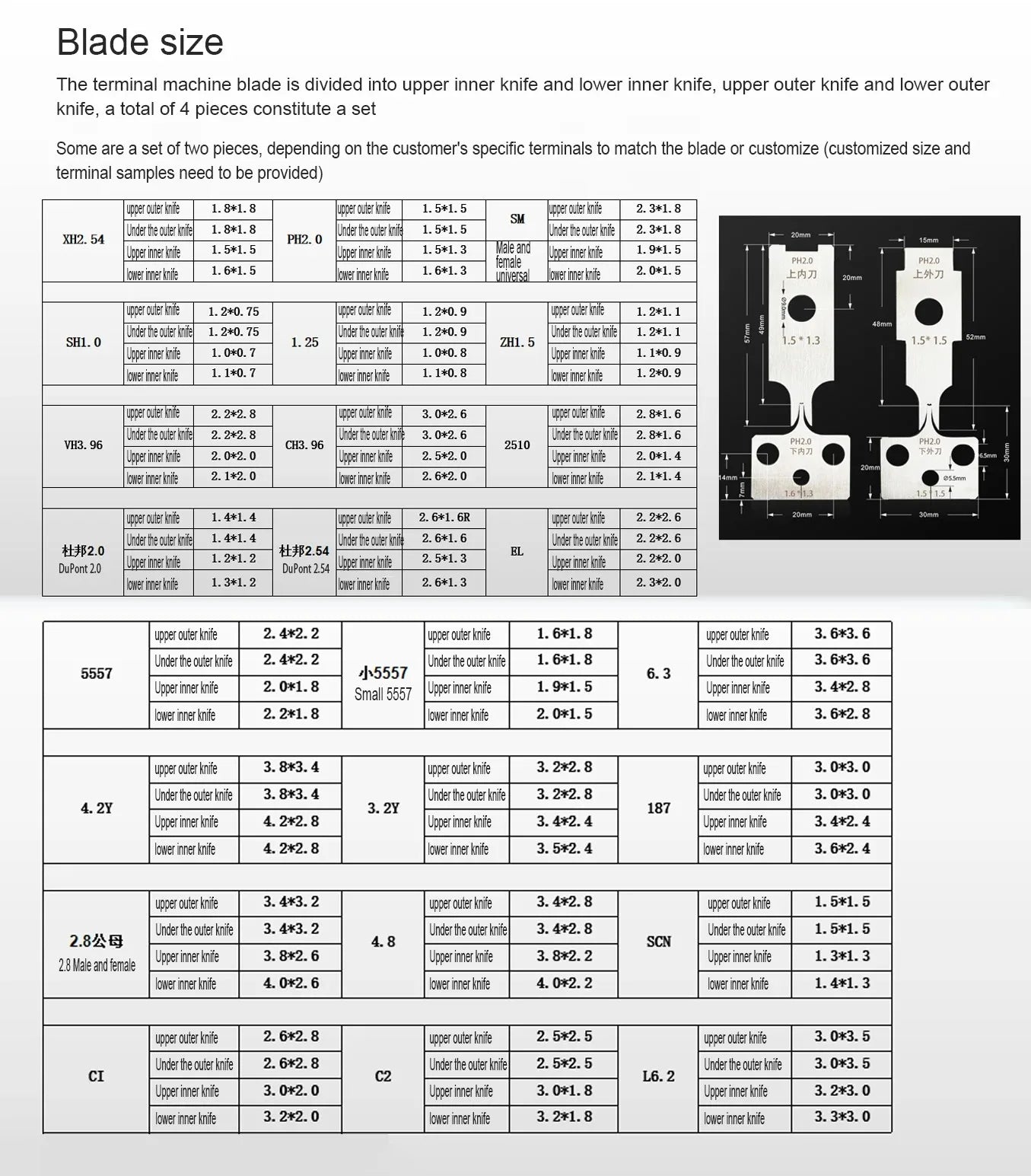 4pcs/set Mold Blade Terminals Crimping Machine Accessories Die Set Mold Blade Various Models For Terminal Machine Crimp Tools
