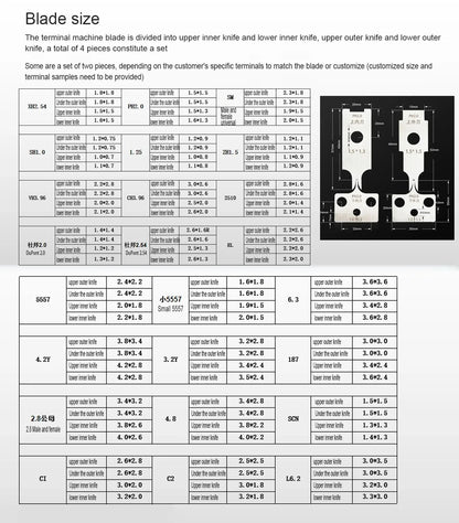 4cs/set Mold Blade Terminals Crimping Machine Accessories Die Set Mold Blade Various Models For Terminal Machine Crimp Tools