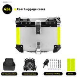 KEMIMOTO 45L/55L/65L Motorcycle Aluminum Case Tail Box Trunk with backrest Universal Top Tail Rear Luggage Tool Storage Box