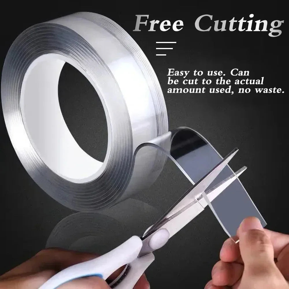 1M/3M Nano Double Sided Tape Heavy Duty Transparent Adhesive Strips Strong Sticky Multipurpose Reusable Waterproof Mounting Tape