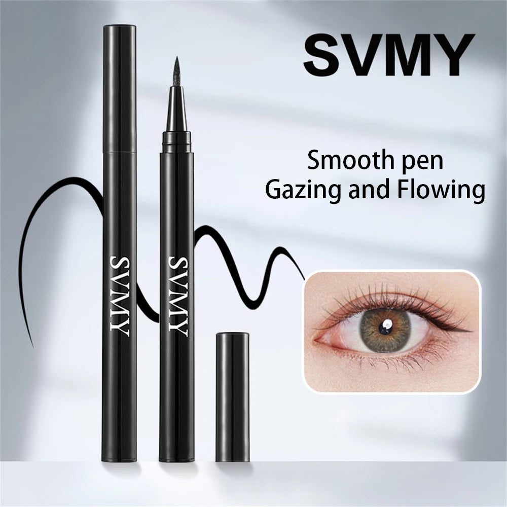 Delineador de ojos resistente al agua para ojos sensibles, resistente al sudor, fórmula de secado rápido, punta de precisión, tendencias de maquillaje Svmy, imprescindible. 