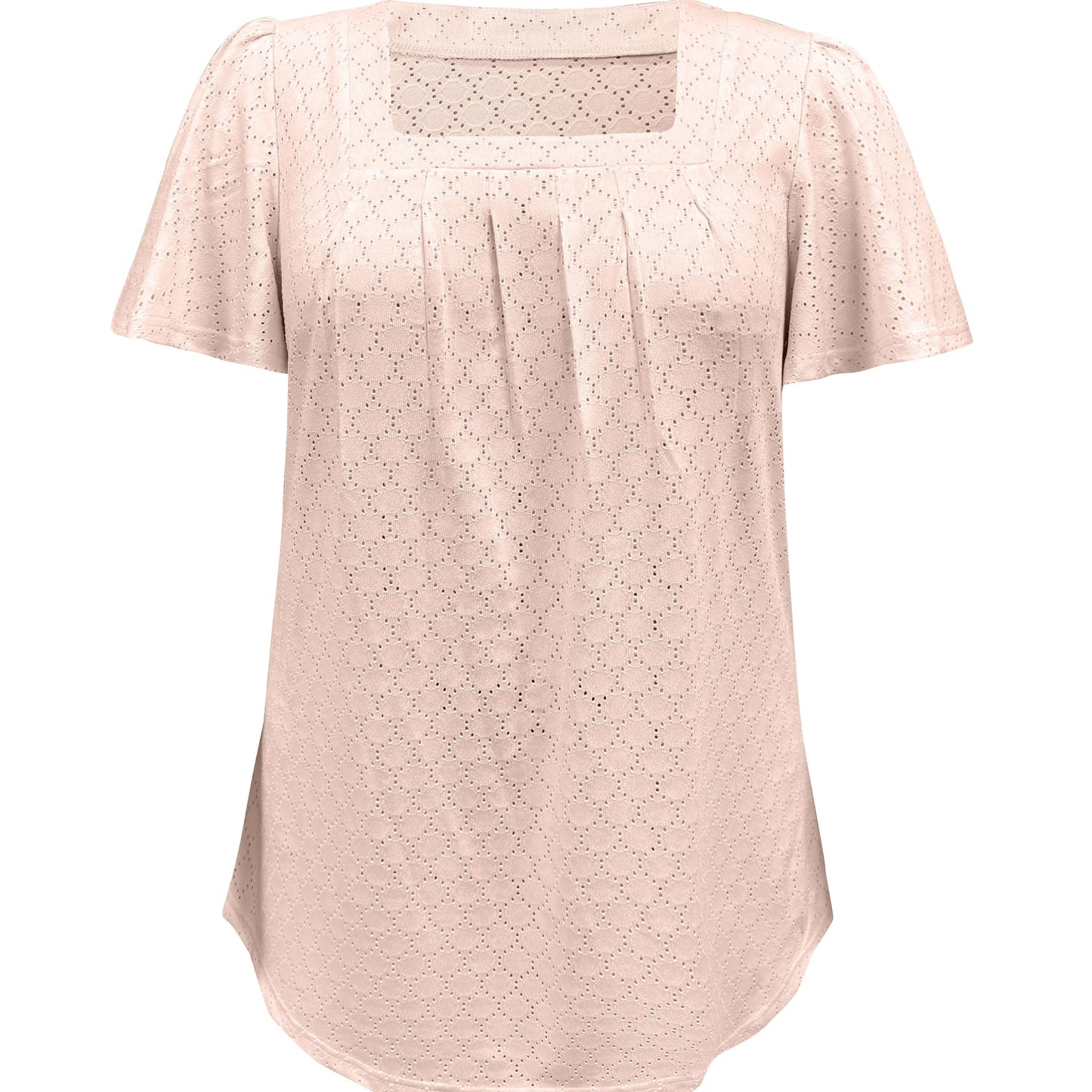 Plus size primavera e verão moda e elegante oco topos para mulheres escritório wear solto plissado mangas versátil topos para