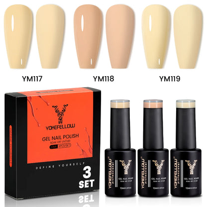 NEW YOKEFELLOW 10ml Crystal Jelly Nude Red Pink Gel Nail Polish Transparent Semi-permanent UV Gel Nail Art Soak Off Gel Varnish