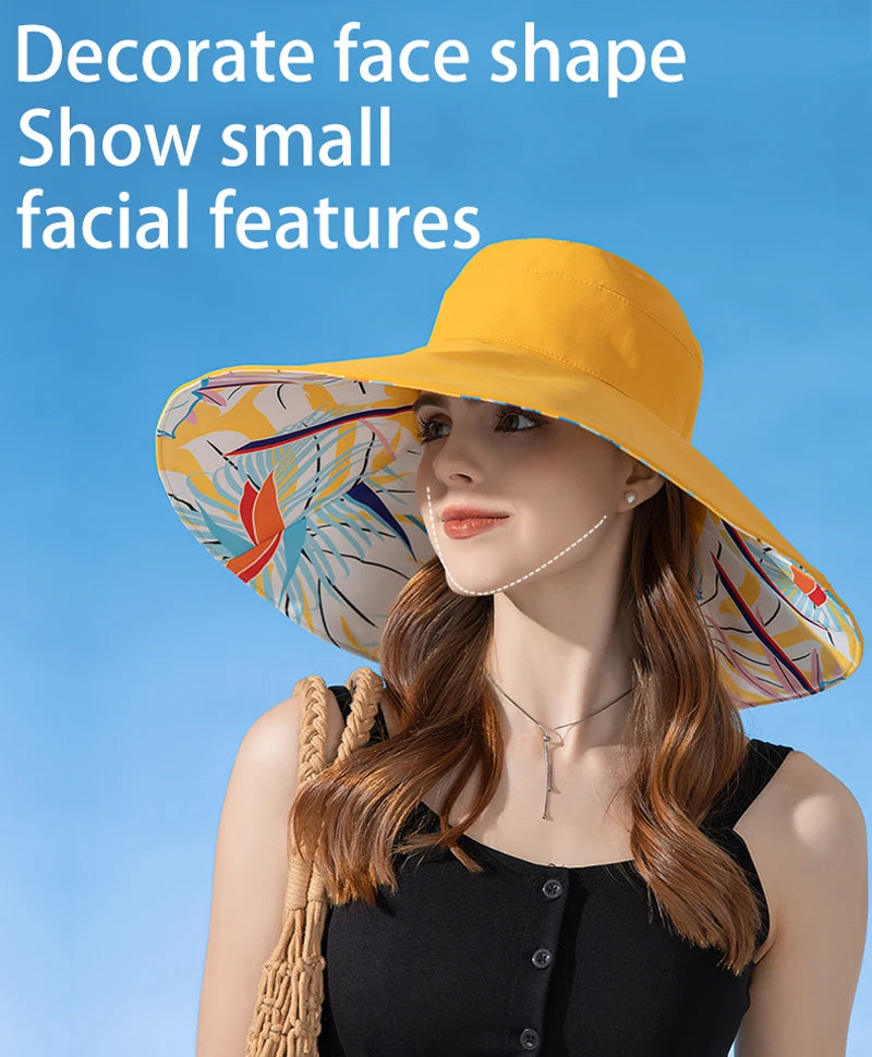 Xinbaoguan 100% Cotton European and American Cross-Border Women's New Double-Sided Fisherman Hat Summer Enlarged Brim Sun Hat