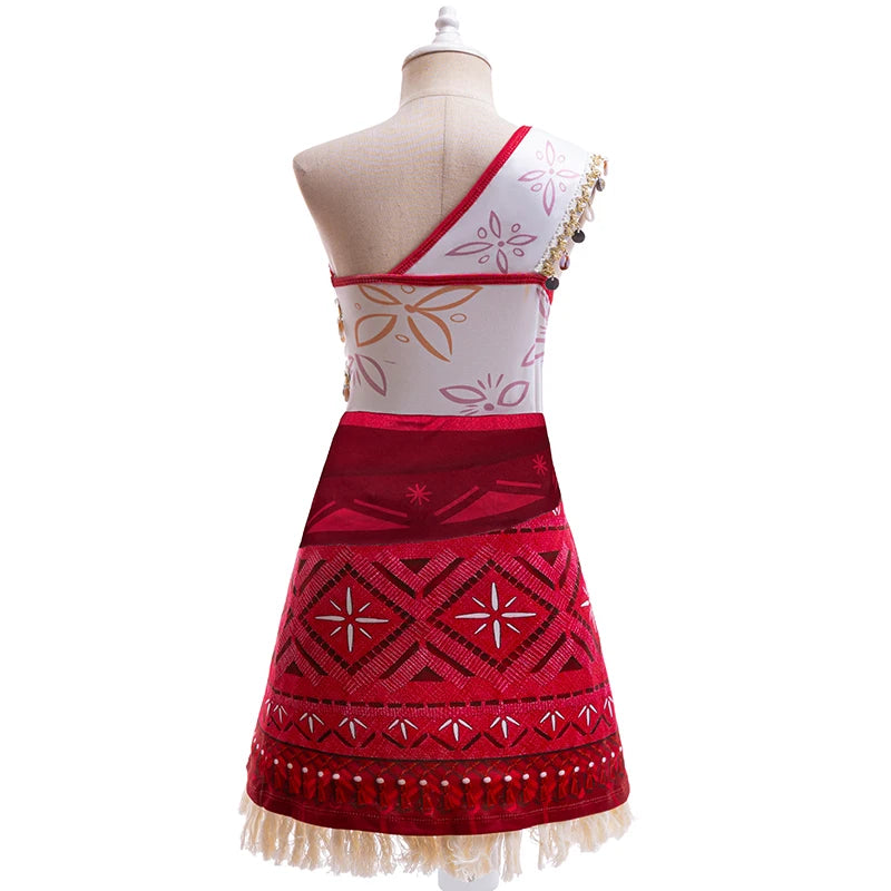 Conjunto de fantasia infantil para meninas: vestido de princesa Moana + colar (ideal para festas, Carnaval e cosplay, para idades de 3 a 10 anos)