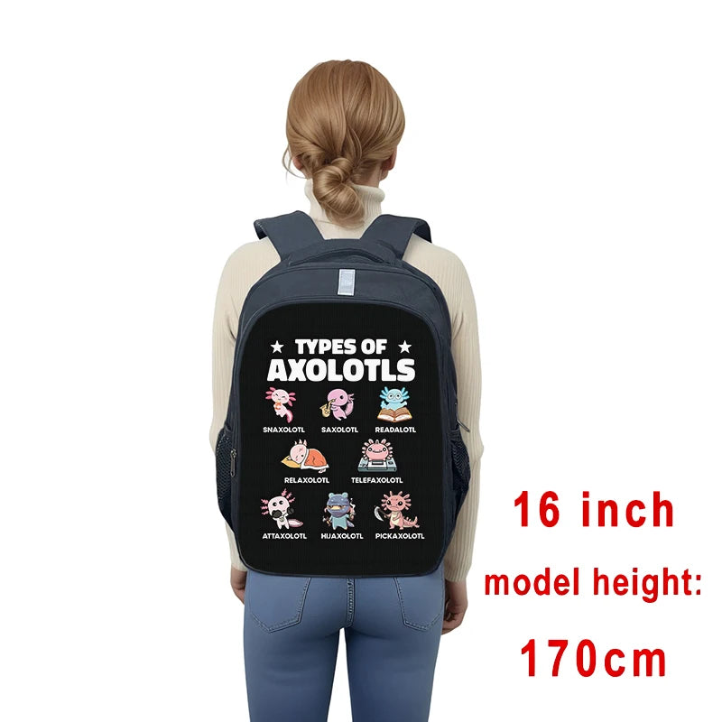 Axolotls of The World Backpack for Teenager Cute Axolotl Children School Bags Book Bag Laptop Backpacks Daypack Storage Bags
