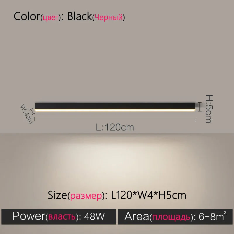 Modern Long Strip Ceiling Light Surface Mounted Minimalist Aisle Lamp Living Room Bedroom Kitchen Home Office LED Lighting