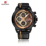 NAVIFORCE Men's Watch Top Brand Luxury Waterproof 24-Hour Date Quartz Watch Men Leather Sport Wristwatch Men Waterproof Clock