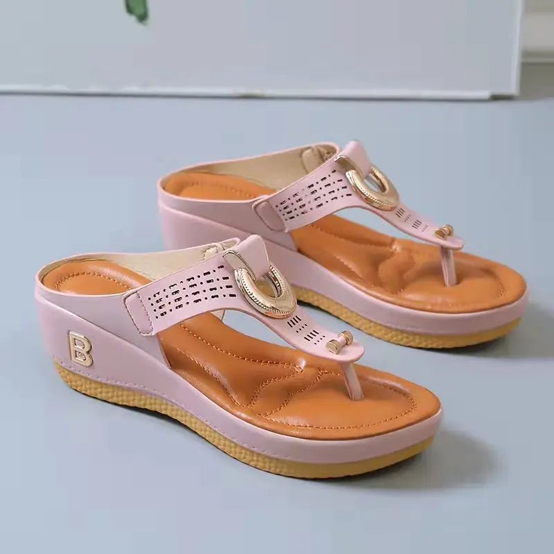 Women New Summer Sandals Open Toe Beach Shoes Flip Flops Wedges Comfortable Slippers Cute Sandals Plu Size Chaussure Femme