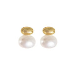 Stainless Steel Coral Imitation Pearl Round Earrings, Small Charm, Gold Plated, Platinum Plated, Daily Jewelry