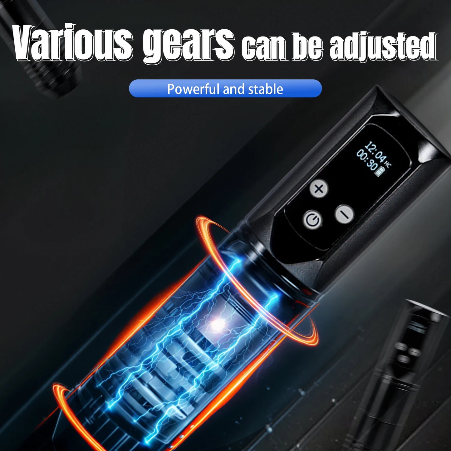 Caneta tatuagem sem fio máquina de tatuagem Motor Stroke 4mm LED 4 engrenagens ajustáveis Adequado para tatuadores novatos tatuagem suprimentos