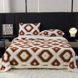 Flannel Warmth Autumn Winter Blanket Keep Warm Comfortable Jacquard King Size Blankets Skin Friendly Geometric Nap Comforter